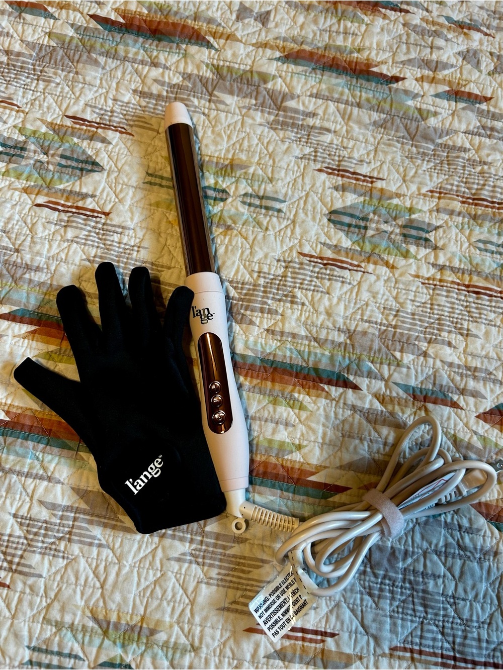 Lange pink and Rose Gold Curling Wand with Protective Glove